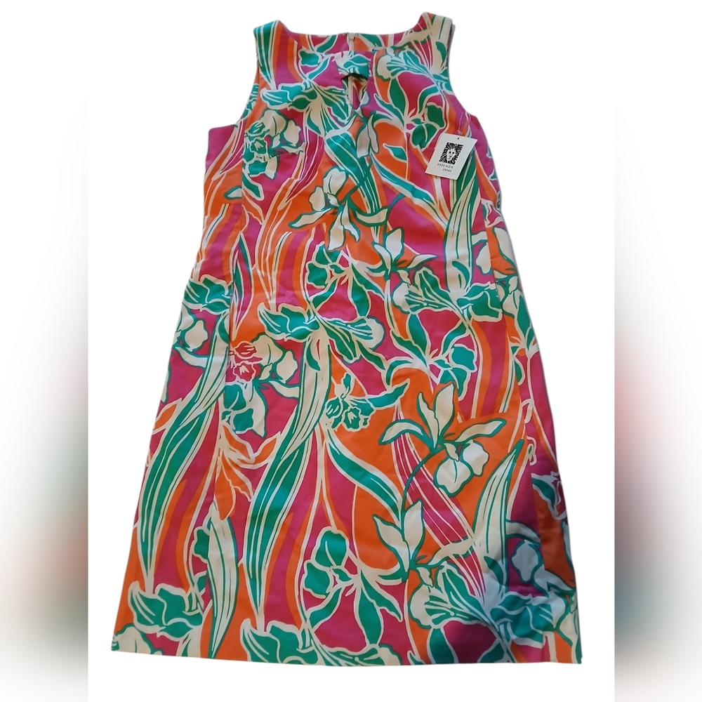 Anne Klein Pink Coral Multi-Color Sleeveless Dress Size 6